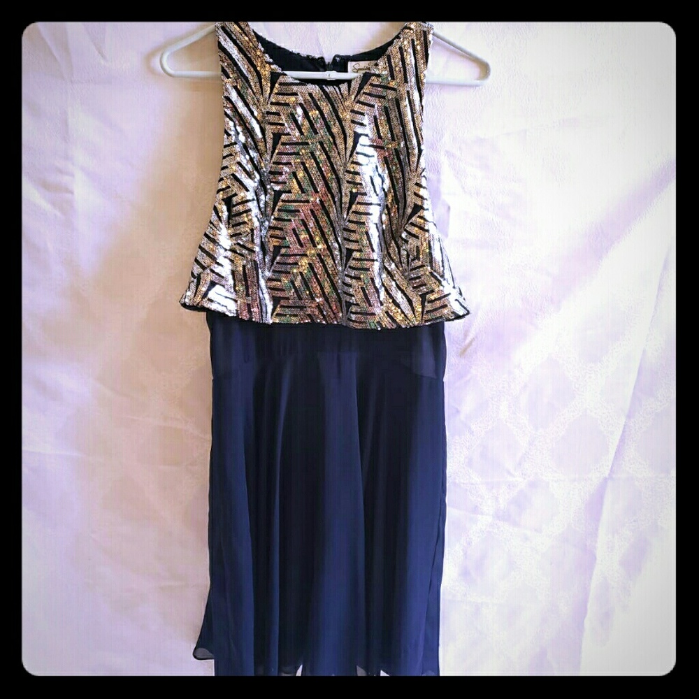 Blue + Silver Party Dress